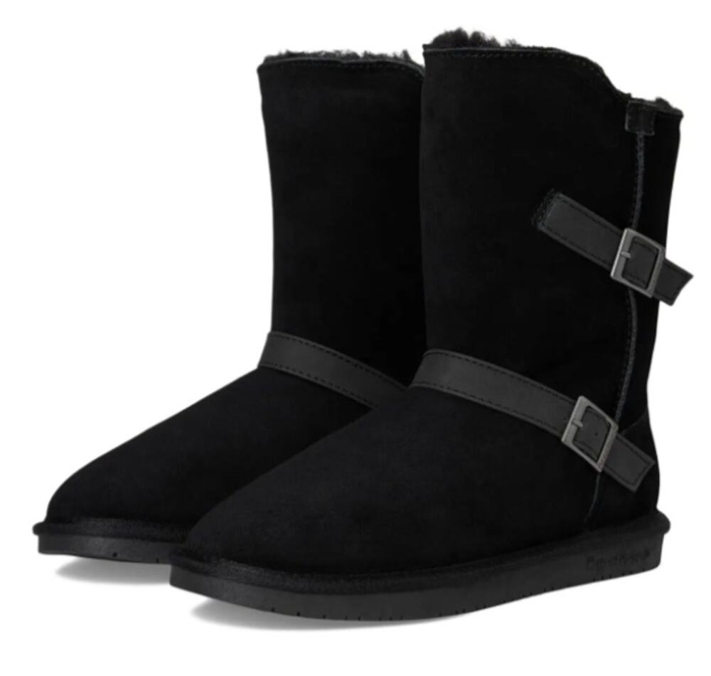 Bearpaw Womens Valerie Winter Boots Size 9 Black Suede Water Resistant EUC
